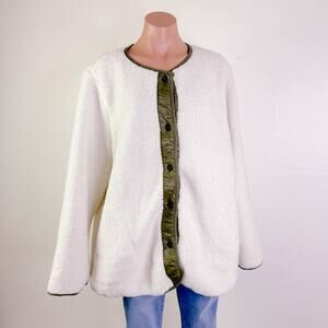Sanctuary Arcadia Coat Button Faux Fur Fleece Sherpa Jacket Cream Green XL NEW